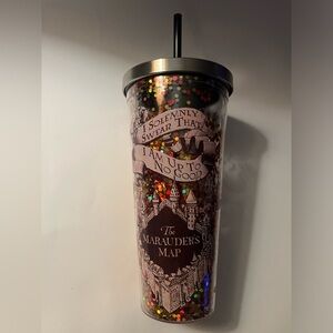 Harry Potter Marauder's Map Sparkle Tumbler with Lid & Straw - Great Condition!